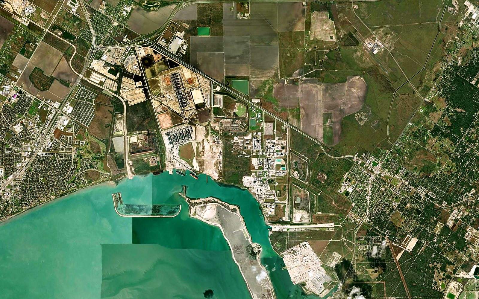 Vista satelital de Corpus Christi LNG, La Quinta